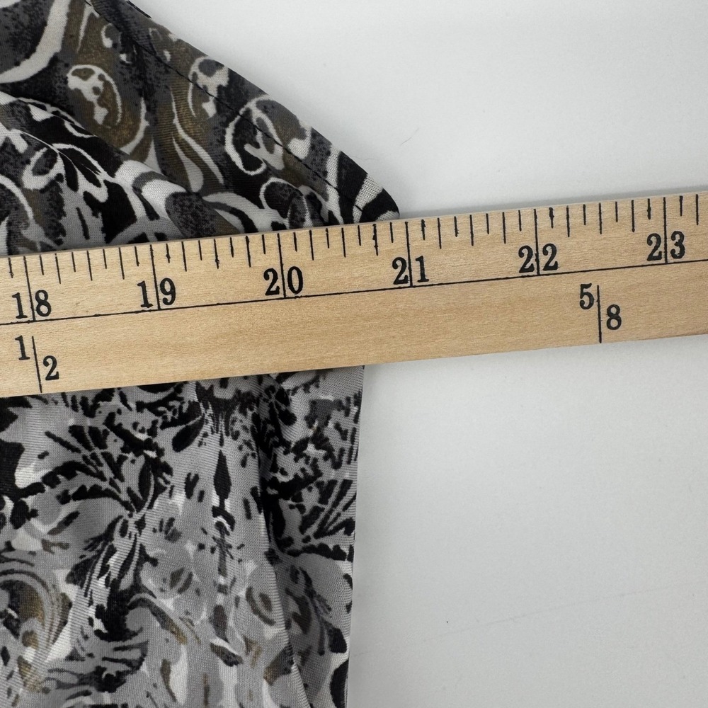 Boho Maxi Dress 0X 14/16W Embellished Beaded Neck Brown Black Stretch Resort - Picture 4 of 16